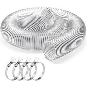 2-1/2"x10'Dust Collection Hose(Black Wire),2 1/2 Inch Dust Collection Tube with 304 Stainless Steel Hose Clamps,PVC 2.5 Collector Flexible Tube- Puncture Resistant