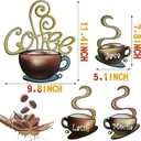 4 Pieces Metal Coffee Cup Wall Decor Coffee Bar Decor Cafe Themed Wall Art Decoration Vintage Cup Signs for Kitchen Decorations Shop Restaurant Lounge Decorations(Brown)