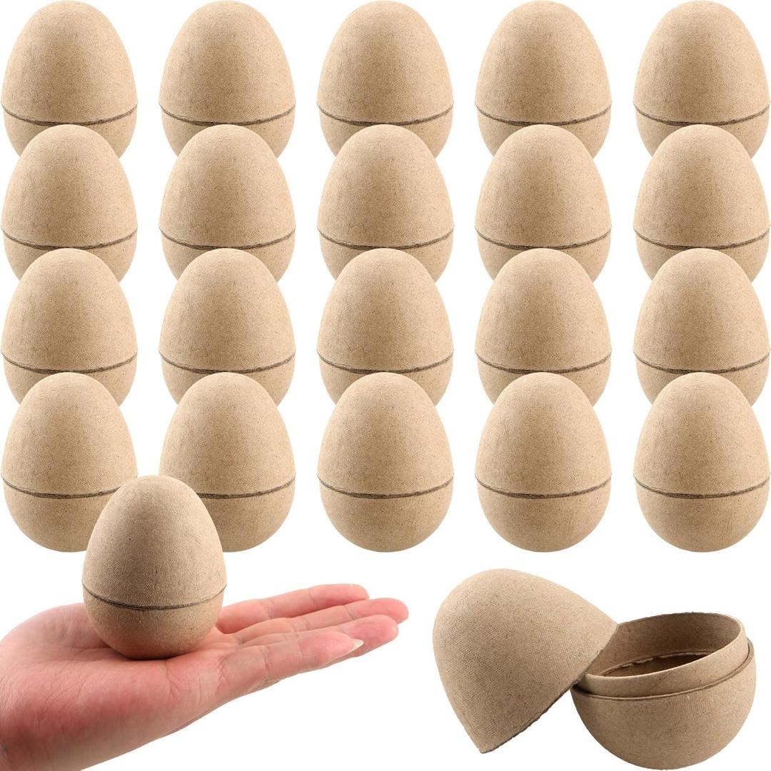 Sonarun 24 Pack Paper Easter Eggs 3.2 Inch Paper Mache Eggs DIY Easter Paper Eggs for Easter Egg Craft Hunt Party Favors Easter Basket Stuffers