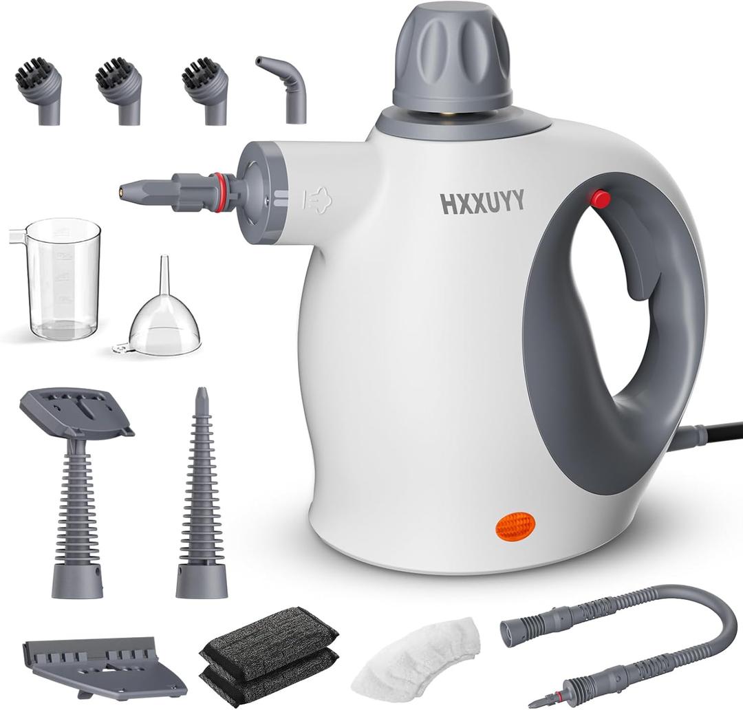 Multi-Surface Handheld Pressurized Steam Cleaner with 13 PCS Accessory Portable Steamer for Cleaning, Multipurpose Steam Cleaner for Home/Car/Bathroom/Grease/Upholstery/Floor/Grout and More (White)
