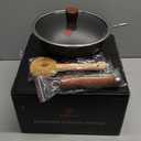 WANGYUANJI 9.5 Inch Small Cast Iron Wok with Lid - Handcrafted Tortoise Shell Texture Uncoated Stir Fry Pan, Flat Bottom Wok for Electric, Induction & Gas Stoves, 2.5 Quart (Requires Seasoning)