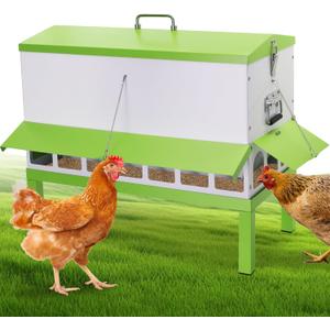 Chicken Feeder 80lbs Large Capacity Metal Poultry Feeder No Waste,23.7” x 14” x 12”, Gravity Chicken Feeder for 20 Chickens,Ducks & Poultry with Secure Locking Lid