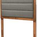 Baxton Studio Dexter Modern and Contemporary Dark Grey Fabric Upholstered and Walnut Brown Finished Wood Twin Size Headboard