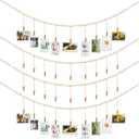 Wall Hanging Photo Display with Wooden Beads Garland 4 Feet Boho Collage Picture Frame DIY Picture Photo Frame Set with 9 Wood Clips for Rustic Country Home, Office Nursery Room Decoration(4 Pieces)