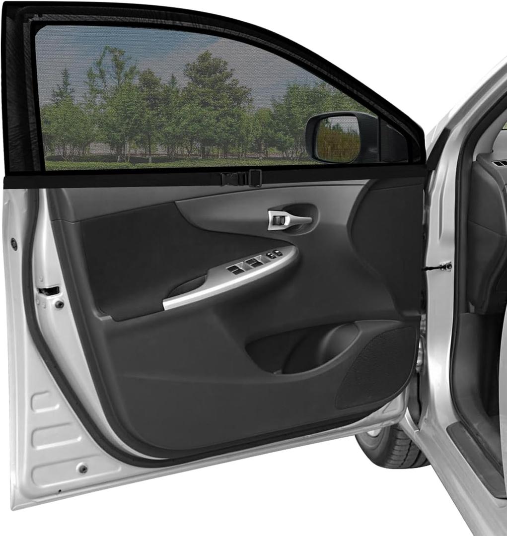 ZATOOTO Car Window Shades - Single Layer Car Window Screen for Front Side Sun Shade Elastic Mesh for Most Vehicles, Side Window Sun Shade Easy Installation, Breathable & Clear View
