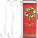 Wreath Hangers for Front Door,12" Clear Wreath Door Hanger,2 Pack Wreath Hanger Non Scratch Over The Door Hooks Easter Halloween Christmas Decorations Indoor Outdoor,Welcome Sign for Front Door Decor