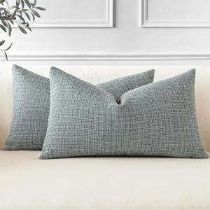 OTOSTAR Pack of 2 Throw Pillow Covers 12x20 Inch Linen Dark Grey Pillowcases Farmhouse Decorative Solid Pillow Covers 30x50 cm Lumbar Cushion Case for Home Decor Sofa Couch Bed (Dark Grey)