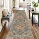 Kitchen Runner Rug Non Slip Washable 2.5x8, Soft Low Pile Entryway Rug Runners for Hallways,Carpet Runner for Living Room,Kitchen, Laundry, Bathroom(Grey/Brown/Tan,2.5'x8')