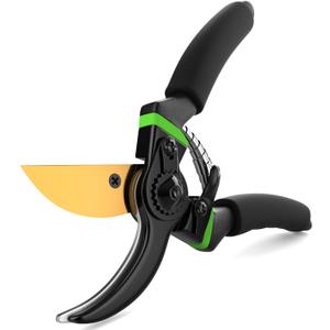 Ultra Sharp Japanese Steel Pruning Shears - Cuts 3X Easier, Weak Hand Arthritis Clippers, Rust-Resistant Titanium Coated Pruner, Effortlessly Cuts 3/4 Inch, 2.95 Inches X 1.42 Inches