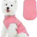 FUAMEY Dog Fleece Vest for Small Dogs, Warm Stretchy Dog Sweatshirts Pullover with Leash Hole Dogs Sweater Soft Pet Turtleneck Cozy Pet Vest Lightweight Sleeveless Pink S