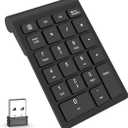 Foloda Wireless Number Pads, Numeric Keypad Numpad 22 Keys Portable 2.4 GHz Financial Accounting Number Keyboard Extensions 10 Key for Laptop, PC, Desktop, Surface Pro, Notebook (Black)