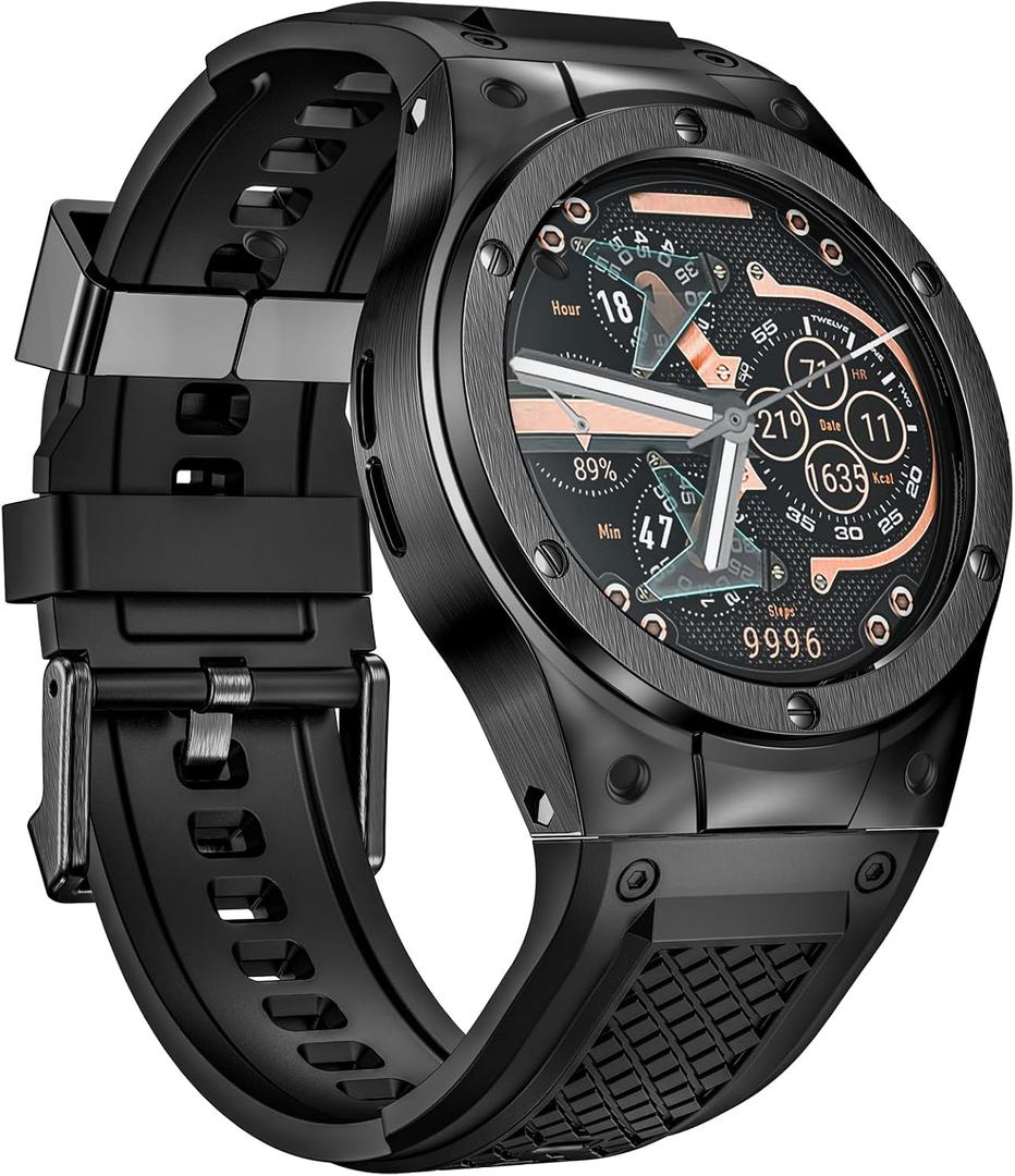 MioHHR Soft Silicon Bands for Google Pixel Watch 3 45mm, Soft Replacement Straps with Stainless Steel Protective Case for Google Pixel Watch，Men Women(Black)