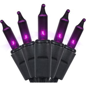 MULTI-SPARKING Halloween Lights Purple 35 Count - Incandescent Purple Mini String Lights for Indoor/Outdoor Christmas Halloween Decorations, 8.5 Feet Black Wire, Connectable