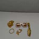 70s Women Disco Accessories, Disco Costume Jewelry Set Include Sequin Scarf Headband Diamond Bracelet Earring Glasses (Gold)