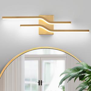 24 Inch Modern Gold LED Bathroom Vanity Light, 5CCT Dimmable Bathroom Light Fixtures Over Mirror, 1600LM Linear Hardwired LED Vanity Light Fixture Modern Wall Lamp for Bathroom (Gold)