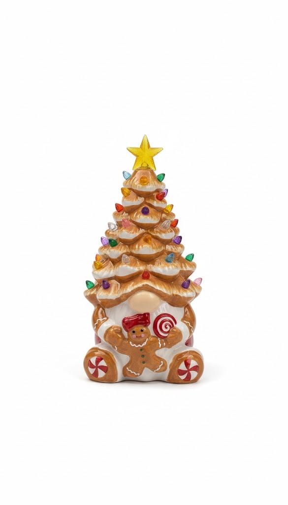 Hodao Christmas Gnome Figurine with Gingerbread House | Holiday Elf Decoration with Santa Beard, Snowflake Hat – Christmas Tabletop Ornament for Home, Fireplace Mantel & Holiday Decor