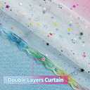 Kids & Girls Rainbow Ombre Double Layer Star Cutout Blackout Curtains with Foil Print Sheer, 2 Panels Set for Bedroom, Nursery, Living Room - Yellow Purple Blue, 52W x 84L
