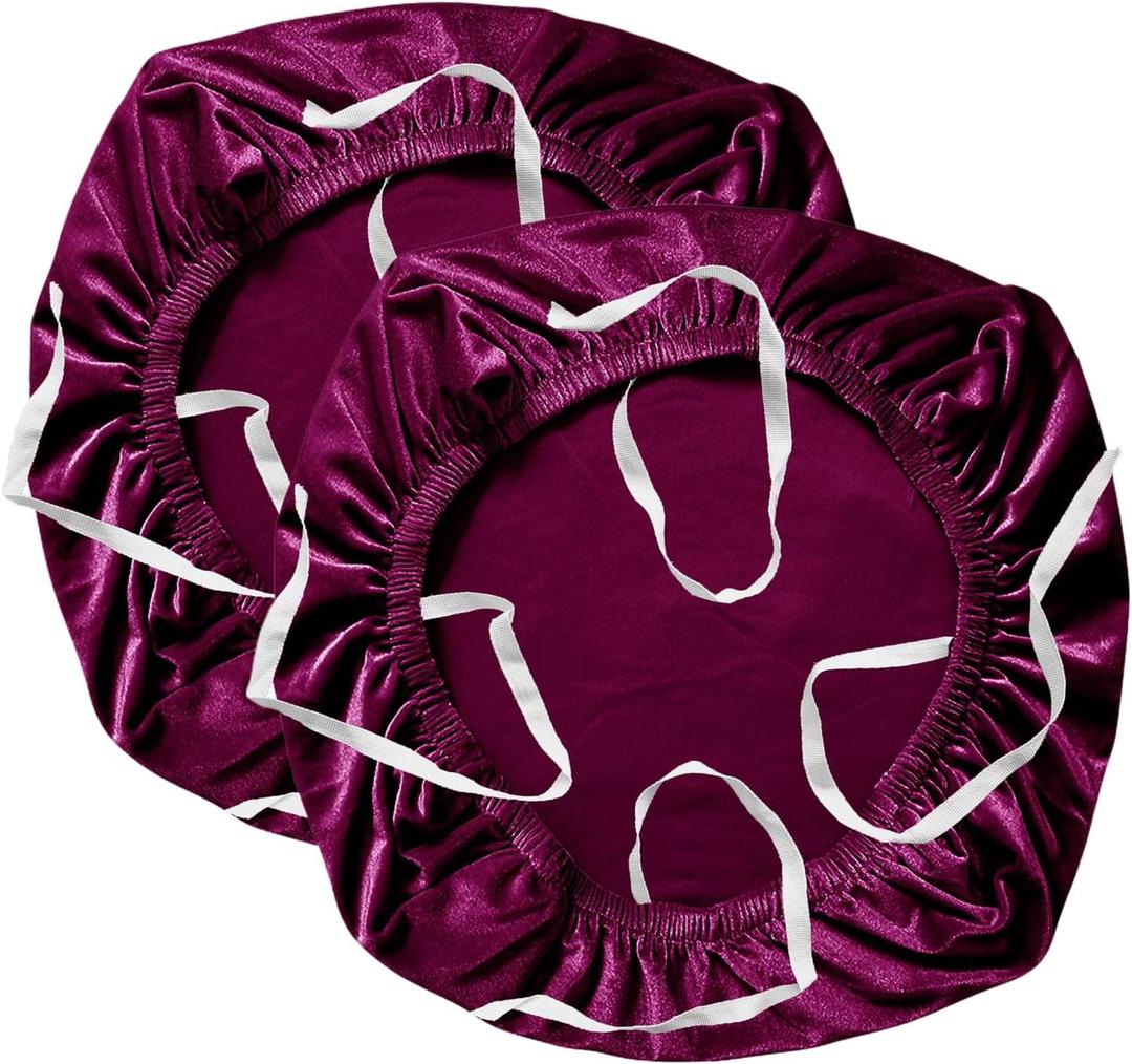 Yikko Velvet Chair Seat Cusion Covers for 14.96-18.89 Inch Office Computer Chair Covers, with Straps Washable Slipcovers Protector, Home, Dining Room Bar Wedding Party Decor (Dark Purple, 2)