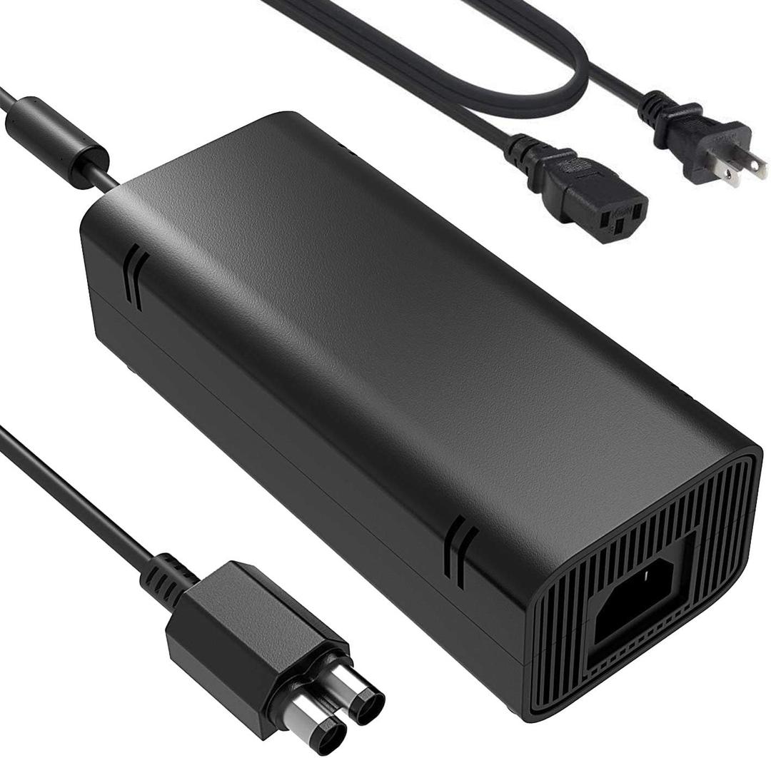 Xbox 360 Slim Power Supply, AC Adapter Power Brick with Power Cord for Xbox 360 Slim Console 100-240V Auto Voltage Low Noise Version -Built in Silent Fan