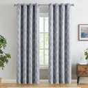 jinchan Blue Printed Curtains 84 Inch Length for Living Room Grommet Jacquard Curtains with Herringbone Pattern Modern Room Darkening Drapes Bedroom Window Curtain Set 2 Panels