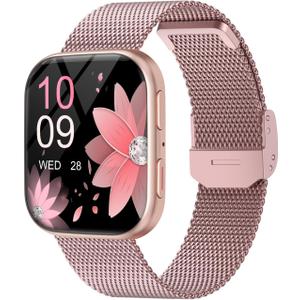 MorePro Health Fitness Tracker with 24/7 Heart Rate/Blood Pressure Monitor, Blood Oxy-gen/Sleep Tracking, 120+ Sports Activity Tracker, Smart Watch (Make/Answer Call) with Step Counter for Women Men (Rose Gold)