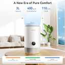 Humidifier and Air Purifier in One, Evaporative No-Mist HEPA Air Purifier & Humidifier Combo for Bedroom, 0.8-Gal Top-Fill Water Tank, Ultra-Quiet 23dB