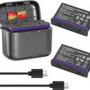 Fast Charge Hub with Batteries(2 Packs) Compatible with Insta360 X4,Quick Portable 2 Channel Battery Charge Storage Station (X4 Charger Hub with 2 Batteries)