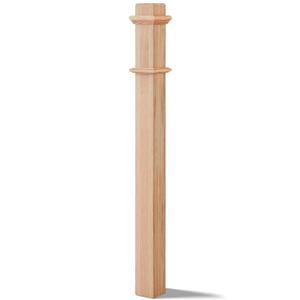 3 1/2 x 48 Inch Square Newel Post Red Oak Solid Wood Box Newel Wood Porch Columns Staircase Post, Plain Style for Remodeling Stair Railing Banister Indoor Interior