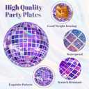 100Pcs Disco Purple Party Decoration Kpop Disco Ball Paper Plates and Napkins Purple Disposable Tableware for Kpop Music Birthday Baby Shower Wedding Bachelorette Party Supplies Serve 25