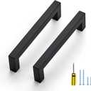 Ravinte 25 Pack Black Cabinet Pulls 5 Inch Square Kitchen Cabinet Handles Matte Black Kitchen Hardware for Drawer Pulls Drawer Handles Come with Screwdriver