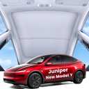 REEVAA 2025 Upgrade Tesla Model Y New (Juniper) Sunshade Roof [No Gaps, No-Sagging] Tesla Y Accessories Heat Insulation Foldable Glass Sunroof Cover for Model Y Juniper 2025-2026, 2PCS, Gray