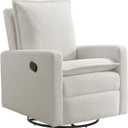 Oxford Baby Uptown Manual Upholstered Glider Recliner Rocking Chair 360 Swivel for Nursery and Living Room  Boucle White