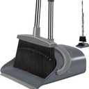 Broom and Dustpan Set, Dust pan with Long Handle, Broom with Dustpan Combo Set, Broom and Dustpan for Home, Indoor or Outdoor Cleaning Tool (Deep Gray&Light Gray)