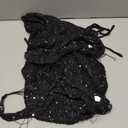 KANSOON Sexy Two Piece Outfits for Women Sequin Knit Backless Irregular Halter Tank Top Crochet Shorts Set with Rave Hood (Black, M)