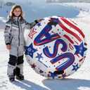 SEETOHOME 47 Inch HeavyDuty Inflatable Snow Tube Sled with Towable Leash, ColdResistant Snow Tubes for Sledding with TripleLayer Bottom & Sturdy Handles Winter Outdoor Snow Toys