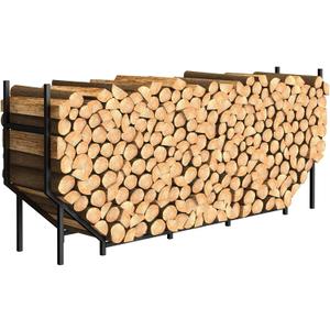 Ebeneze 5.9ft Firewood Rack Holder, Outdoor Indoor Heavy Duty Metal Wood Stand, Adjustable Stacker Fireplace Lumber Organizer, Bottom Widening for Deck Patio Logs Storage Carrier Tool, Black