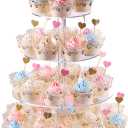 Cupcake Stand, 4-Tier Round Acrylic Cupcake Display Stand Dessert Tower Pastry Stand for Wedding Birthday Theme Party- 15.7 Inches (Transparent)