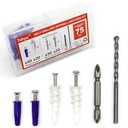 Drywall Anchors and #8 Screws Kit 120Pcs, Wall Anchors Drywall Screws Plastic Self Drilling Drywall Anchors