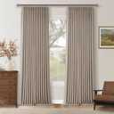 Greyish Beige Pleated Blackout Curtains 96 Inches Long 2 Panels Set for Dining Living Room Darkening Neutral Memory Shape Pinch Pleat Black Out Heavy Duty Thermal Insulated Curtain Drapes with Liner (Burlywood Birch)