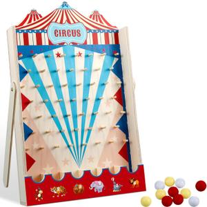 Fulmoon Disk Drop Game with 8 Disks Halloween Carnival Circus Theme Christmas Party Fun Wood Family Board Game for Birthday Party Decorations Supplies Activities(15.7 x 10 Inch)