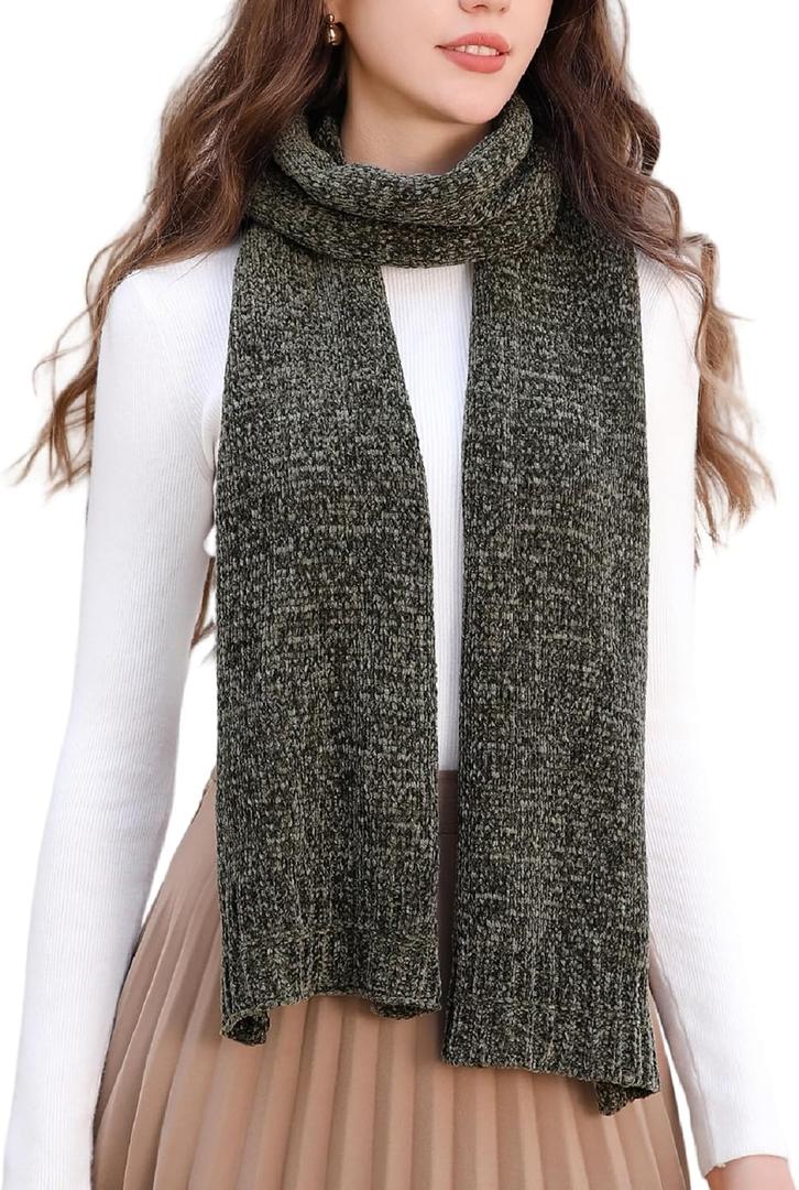 Wander Agio Womens Chenille Scarf Soft Winter Warm Long Shawl Wrap For Men Winter Classic Solid Color Wool Blend Scarves