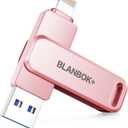 MFi Certified 256GB Flash Drive for iPhone Photo Stick, USB Memory Stick iPhone Flash Drive for Photos Videos, High Speed External Storage USB Stick Thumb Drive for iPhone/iPad/Android/PC(Rose Pink)