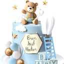 JeVenis Blue Bear Cake Decoration Baby Bear Baby Shower Cake Topper Bears Train Cake Decoration Baby Shower Birthday Cake Decoration