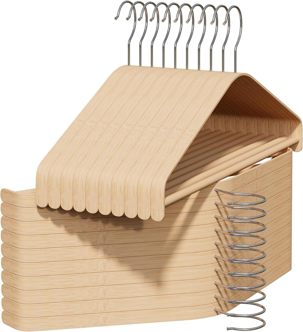 Bamboo Wood Hangers (Bamboo, 30 PCS)
