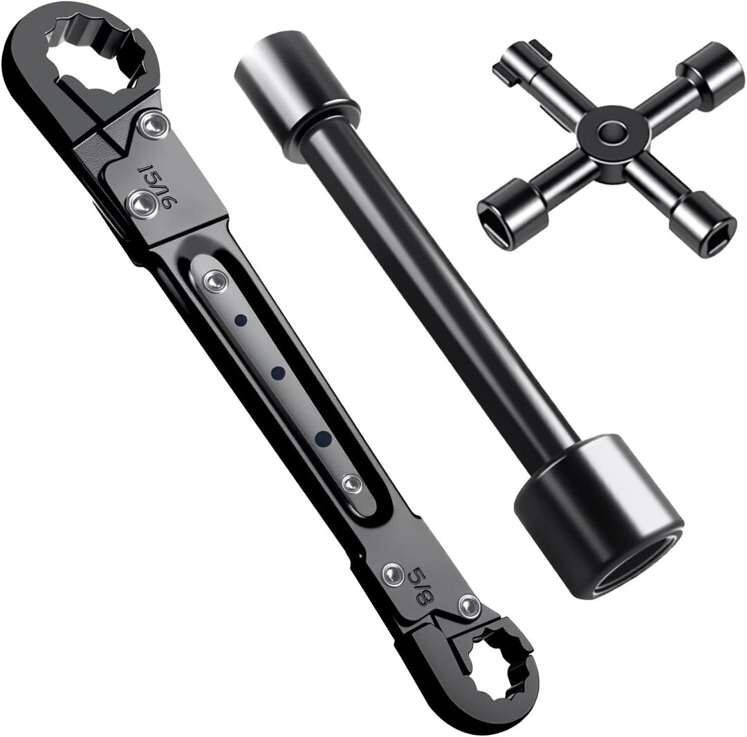Professional Plumbing Tools - Angle Stop Wrench Set for Plumbers to Install or Remove Compression Nuts and Angle Stops