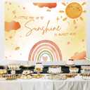 7x5ft Boho Sunshine Baby Shower Backdrop - A Little Ray of Sunshine is Almost Here Banner, A Little Sunshines is on The Way Baby Shower Backdrop Party Decorations