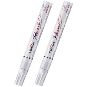 Overseas Permanent Paint Pens White Markers - 2 Pack Single color Oil Based Paint Markers, Medium Tip, Quick Drying and Waterproof Marker Pen for Metal, Rock, Wood, Plastic, Canvas, Rubber, Glass