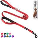 6 Foot Red Dog Leashes for Large Medium and Small Breed Dogs That Pull,Reflective Nylon Heavy Duty Dog Leash with 2 Comfortable Padded Traffic Handles and Car Seat Belt for Walking and Training