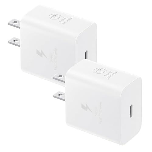 Samsung 25W Wall Charger Power Adapter, Cable Not Included, Super Fast Charging, Compact Design, Energy Efficient, Compatible with Galaxy and USB Type C Devices, White - 2 Pack