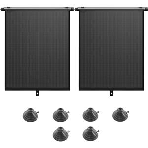 2PCS Car Side Window Sun Shade for Baby/Kids- 18"14" Retractable Roller Car Window Shade with Suction Cups - Blocks Heat and UV Rays Glare Protection- Baby Travel Accessories for Cars (Black)